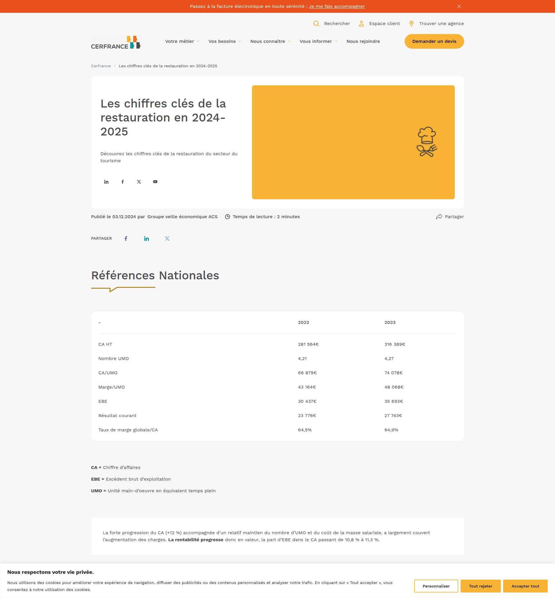 Marge en restauration : food cost, calcul et benchmarks